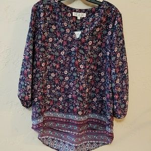 Pink Rose Navy Top NWT